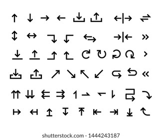 big set of black arrow icons