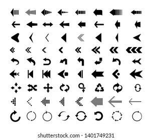 Big Set of black Arrows icons. Collection vector Arrows. Arrow vector icon