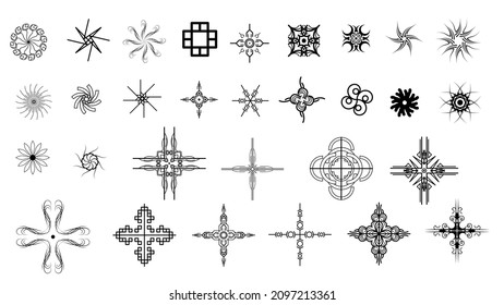 Estrella de la colección negra Big Set Iconos Símbolos vectoriales Símbolos brillantes Elementos brillantes