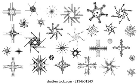 Die Star-Symbole der Big Set-Schwarzen Kollektion glänzen Vektorsymbole auf Shine Elements