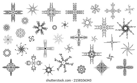 Big Set Black Collection Star Icons Sparkles Vector Symbols Shine Elements