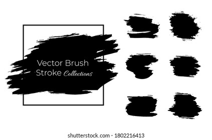Big Set Black Grunge Brush Stroke Template