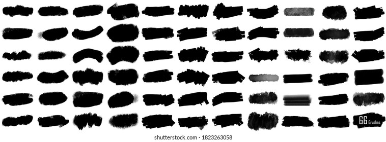 Gran conjunto de pincel de trazo negro, banner, etiqueta, para su diseño, vector.
