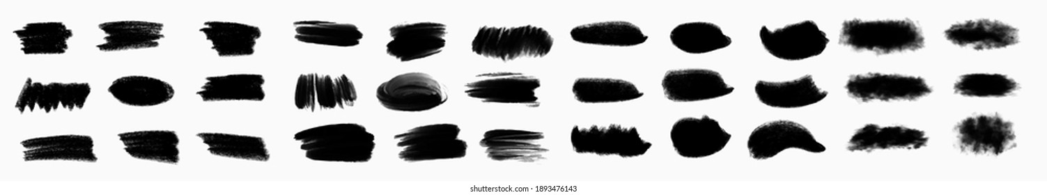 Gran conjunto de pincel de trazo negro, banner, etiqueta, para su diseño, vector.

