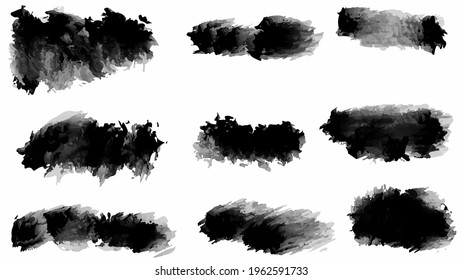 Große Auswahl an schwarzen Pinselstrichen , Banner, Etiketten, für Ihr Design, Vektorgrafik.
