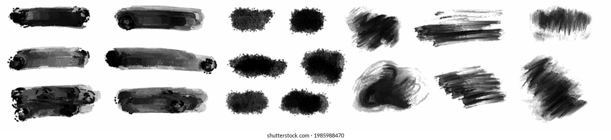 Big set of Black grunge stroke brush , banner, label, for your design, vector.
