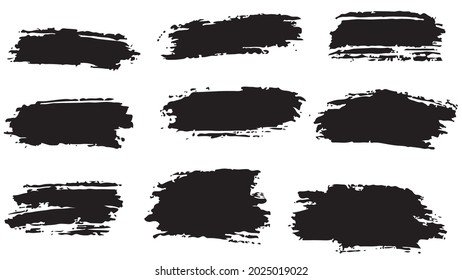 Gran conjunto de pincel de trazo negro, banner, etiqueta, para su diseño, vector.
