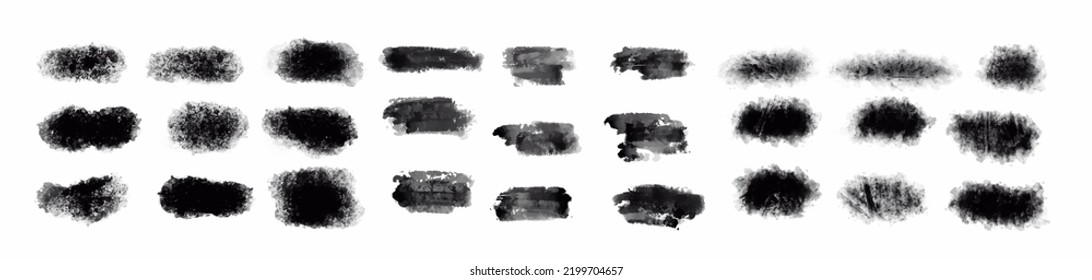 Gran conjunto de pincel de trazo negro, banner, etiqueta, para su diseño, vector.
