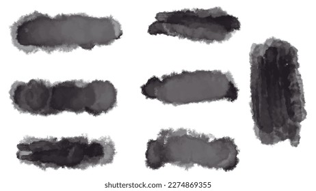 Große Auswahl an schwarzen Pinselstrichen , Banner, Etiketten, für Ihr Design, Vektorgrafik.
