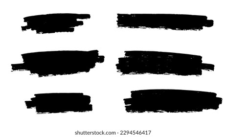 Gran conjunto de pincel de trazo negro, banner, etiqueta, para su diseño, vector.
