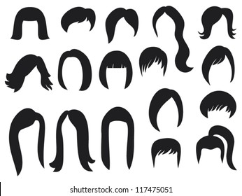 Big Set Of Black Hair Styling For Woman