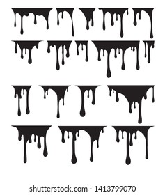 Big set of black paint drips. Vector illustration for your design.