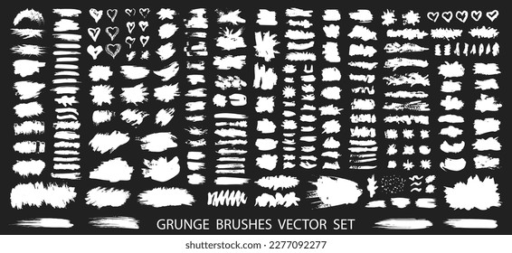 Big set of black paint, ink brush strokes, brushes, lines. Dirty artistic design elements, boxes, frames for text. Vector illustration.