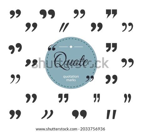 Big Set black Quotation marks. Circle frame with text quote. Quotation marks on round background. Vector illustration.