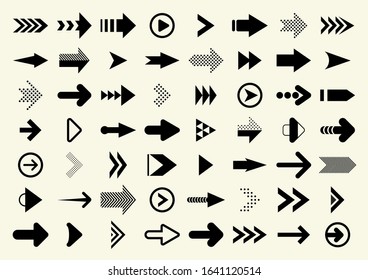 Big Set of Black Vector Arrow.  Arrows Vector Collection. Cursor. Vector Illustration
