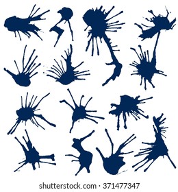 Big set of blue blots isolated on a white background