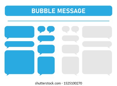 Big set of blue and gray message bubbles design template for messenger chat. Vector Illustrations.