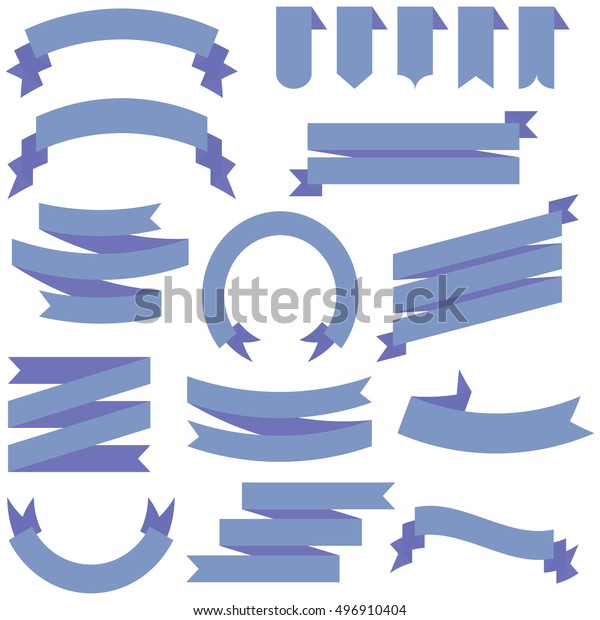 Big Set Blue Ribbon Vector Illustration Stock Vector Royalty Free