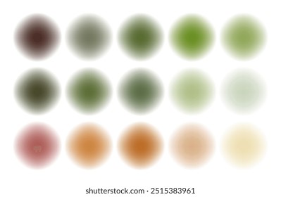 Big set of blurred abstract spots. Set of watercolor round backgrounds. Organic color palette. Set of colored gradient circles with blurring abstract shape. Round vector frames with aura for design