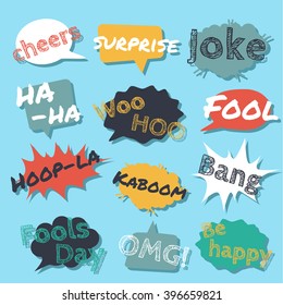 Big set bombings in comic style. nine simple speech bubbles