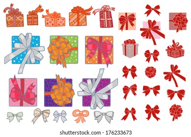 Big set of boxes and bows