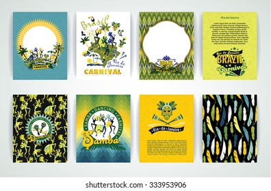 Big set of Brazil  Carnival Backgrounds. Patterns for Placards, Posters, Flyers and Banner Designs.