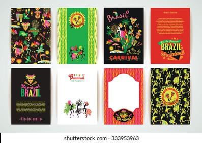 Big set of Brazil  Carnival Backgrounds. Patterns for Placards, Posters, Flyers and Banner Designs.