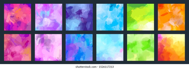 big set of bright vector colorful watercolor and acrylic backgrounds for poster brochure or flyer color colour pink water white kid star rainbow texture colourful abstract background scene edge paint