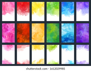 big set of bright vector colorful watercolor background useful for any project where a platter of color makes the difference for poster brochure card or flyer color colour pink water white kid star ra