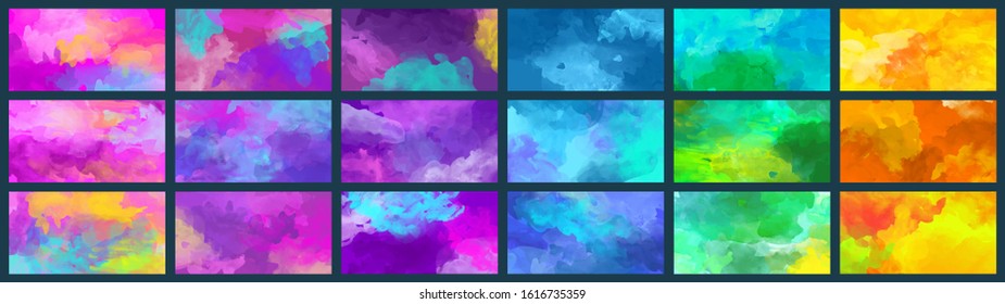 big set of bright vector colorful watercolor background useful for any project where a platter of color makes the difference for poster brochure or flyer color pink water kid star rainbow texture colo