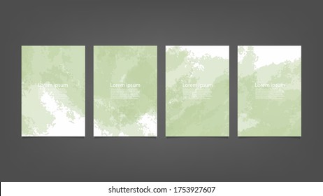 Gran conjunto de acuarela verde vectorial brillante sobre fondo negro vertical para afiche o volante de folletos
