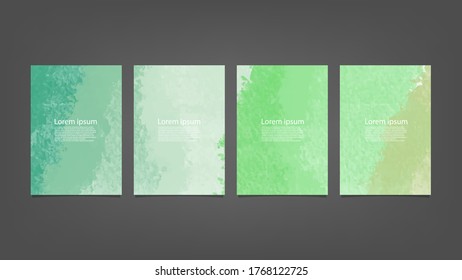 Big set of bright vector green on vertical black background for brochure poster or flyer