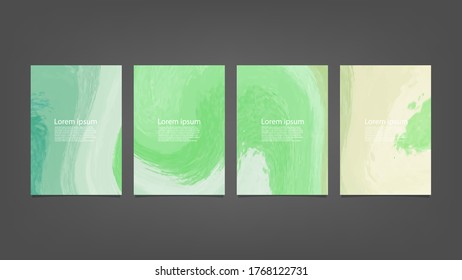 Big set of bright vector green on vertical black background for brochure poster or flyer