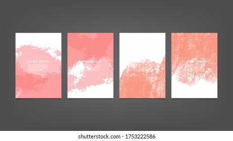 Gran conjunto de acuarela rosa vectorial brillante sobre fondo negro vertical para afiche o volante de folletos
