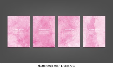 Big set of bright vector pink watercolor on vertical black background for brochure poster or flyer
