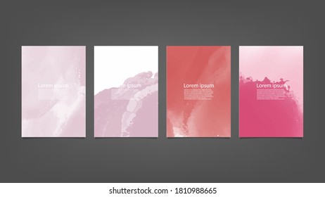 Gran conjunto de acuarela rosa vectorial brillante sobre fondo negro vertical para afiche o volante de folletos
