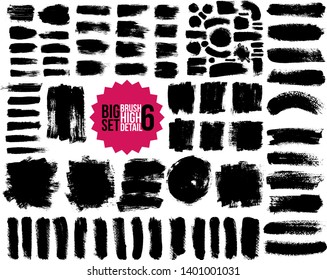 Big set of brush high detail. Paint brush stroke medium background. Vector illustration. Isolated on white background. Collection 6