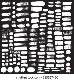 Big Set of brushes ink design elements. Hand-drawn with watercolor grunge strokes, individual objects. Abstract watercolor design elements for your projects. Vector illustration