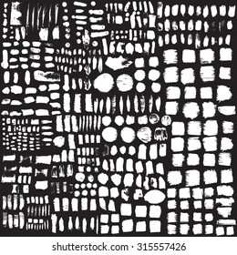 Big Set of brushes ink design elements. Hand-drawn with watercolor grunge strokes, individual objects. Abstract watercolor design elements for your projects. Vector illustration