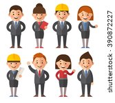 Big set of business characters in a flat style. Men and women in business suits various professions.