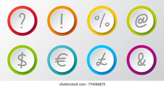 Big set of business and currency icons - 3d buttons. Vector.