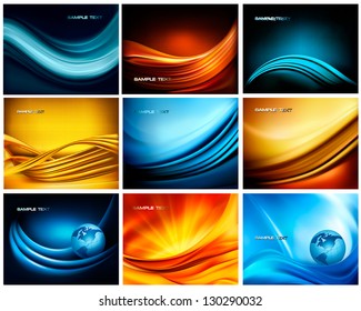 Big set of business elegant colorful abstract backgrounds. Vector illustration