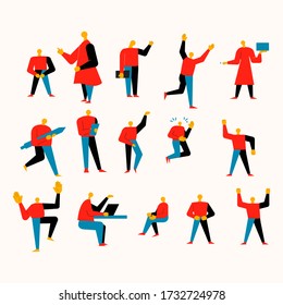 Big set of business flat style characters, people vector sets, people in different positions vector illustration, set of business people, business team vector illustration