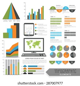 big set of Business Infographics elements with different statistical graphs and charts to present your data effectively.