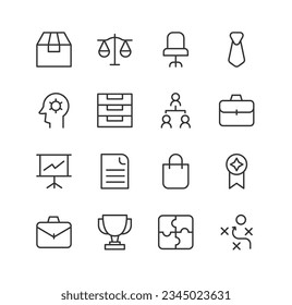 Big set of business line icons. Vector illustration isolated on a white background. Premium quality symbols. Stroke vector icons for concept or web graphics. Simple thin line signs.