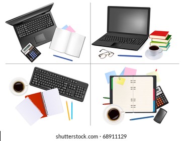 Gran conjunto de antecedentes empresariales y de oficina. Ilustración vectorial.