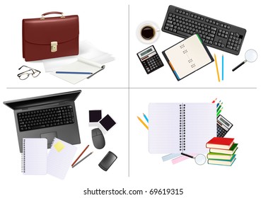 Big set of business and office supplies. Vector.