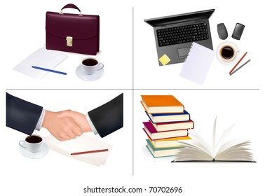 Big set of business and office supplies. Vector.