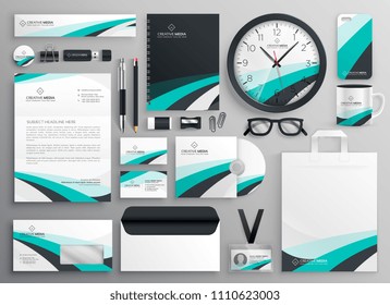 big set of business stationery items