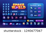 Big set buttons for games and app. Glass  game UI kit. Space game icon.